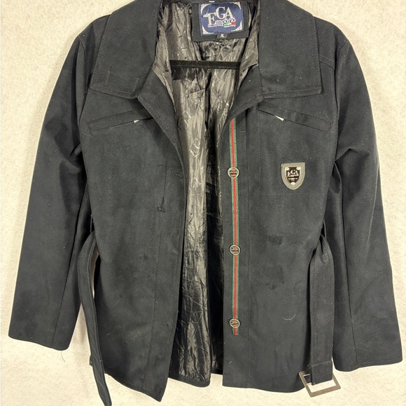 Black Military Field Jacket with Zipper Closure and Stand-Up Collar - Picture 1 of 5